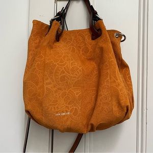 BERGE suede embossed italian leather handbag